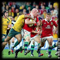 Wallabies British Lions 1st Test Will Genia tackles Paul O'Connell